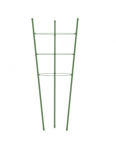 Supporti Piante da Giardino con 3 Anelli 5pz Verde 60cm Acciaio