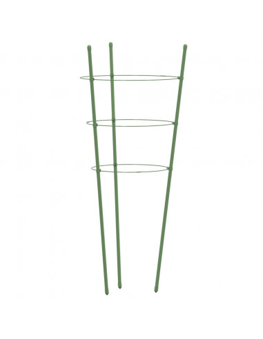 Supporti Piante da Giardino con 3 Anelli 5pz Verde 45cm Acciaio