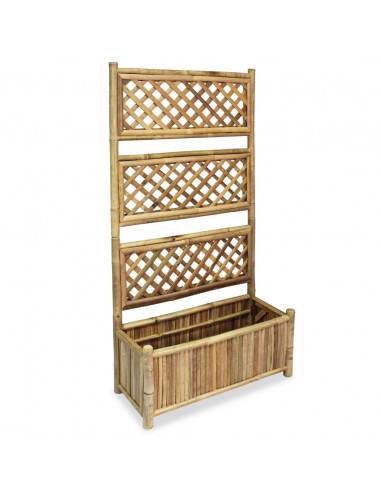 Letto Rialzato da Giardino con Graticcio in Bambù 70 cm