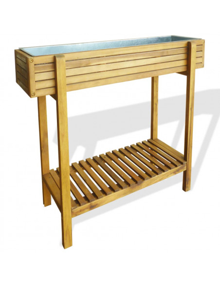 Letto Rialzato da Giardino in Legno Massello di Acacia e Zinco