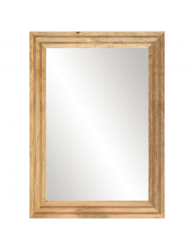 Specchio da Bagno 50x70 cm in Legno Grezzo di Mango e Vetro