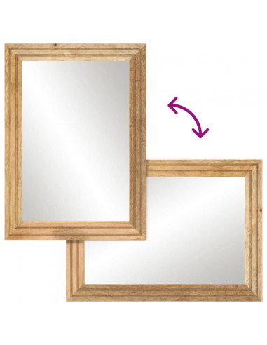 Specchio da Bagno 50x70 cm in Legno Grezzo di Mango e Vetro