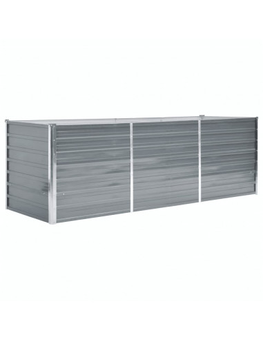 Letto Rialzato da Giardino Acciaio Zincato 240x80x77 cm Grigio