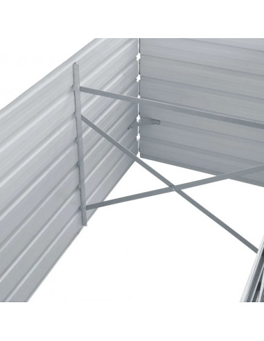 Letto Rialzato da Giardino Acciaio Zincato 240x80x77 cm Grigio
