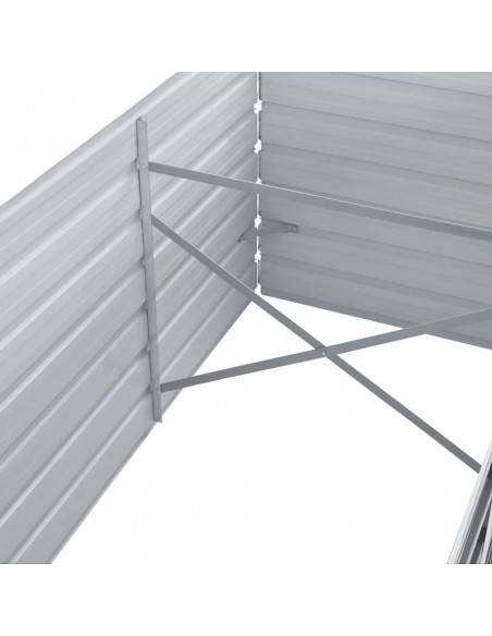 Letto Rialzato da Giardino Acciaio Zincato 240x80x77 cm Grigio