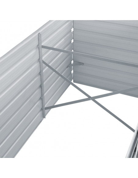 Letto Rialzato Giardino in Acciaio Zincato 240x80x45 cm Grigio
