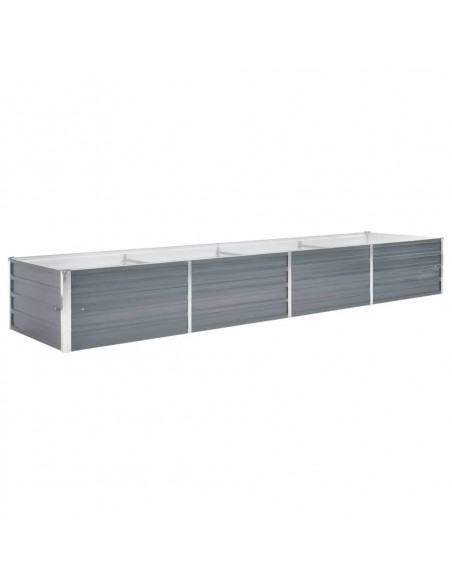 Letto Rialzato Giardino in Acciaio Zincato 320x80x45 cm Grigio