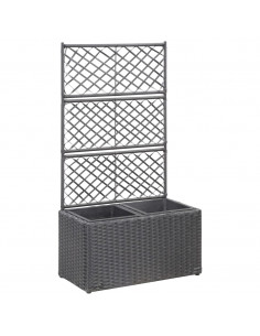 Letto Rialzato a Traliccio 2 Vasi 58x30x107 cm Polyrattan Nero 2