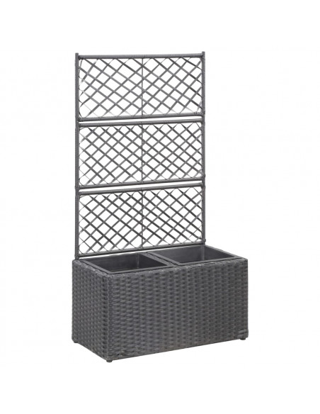 Letto Rialzato a Traliccio 2 Vasi 58x30x107 cm Polyrattan Nero