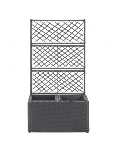 Letto Rialzato a Traliccio 2 Vasi 58x30x107 cm Polyrattan Nero