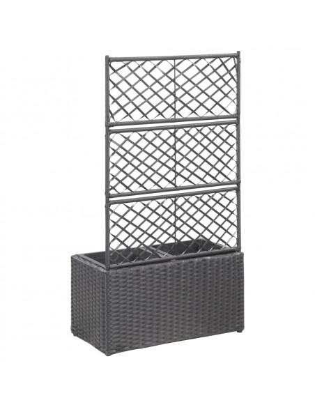 Letto Rialzato a Traliccio 2 Vasi 58x30x107 cm Polyrattan Nero