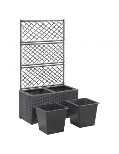 Letto Rialzato a Traliccio 2 Vasi 58x30x107 cm Polyrattan Nero