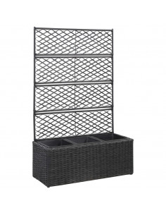 Letto Rialzato a Traliccio 3 Vasi 83x30x130 cm Polyrattan Nero 2