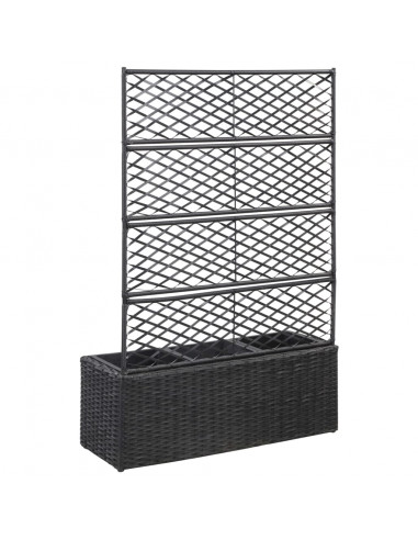 Letto Rialzato a Traliccio 3 Vasi 83x30x130 cm Polyrattan Nero