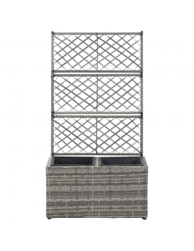 Letto Rialzato a Traliccio 2 Vasi 58x30x107cm Polyrattan Grigio