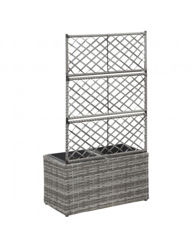 Letto Rialzato a Traliccio 2 Vasi 58x30x107cm Polyrattan Grigio