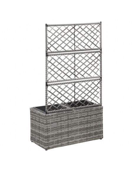 Letto Rialzato a Traliccio 2 Vasi 58x30x107cm Polyrattan Grigio