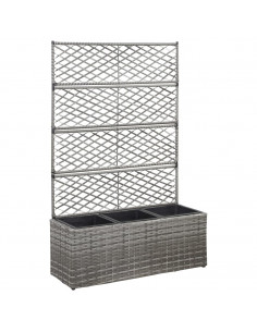 Letto Rialzato a Traliccio 3 Vasi 83x30x130cm Polyrattan Grigio 2