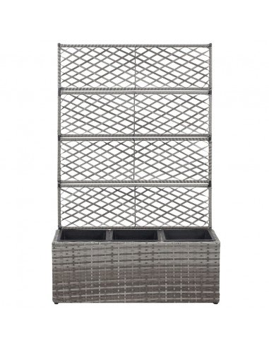 Letto Rialzato a Traliccio 3 Vasi 83x30x130cm Polyrattan Grigio
