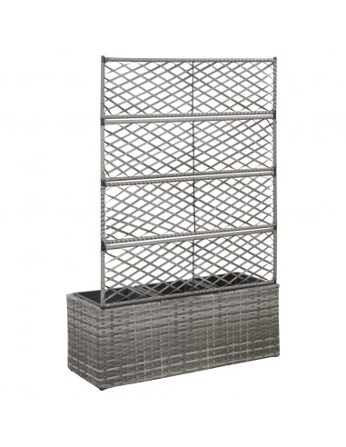 Letto Rialzato a Traliccio 3 Vasi 83x30x130cm Polyrattan Grigio