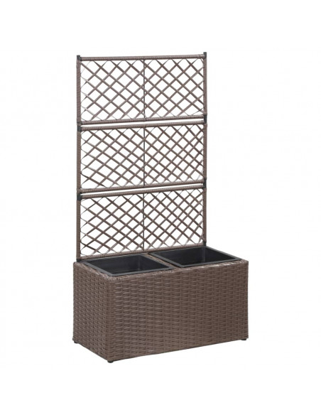Letto Rialzato Traliccio 2 Vasi 58x30x107 cm Polyrattan Marrone