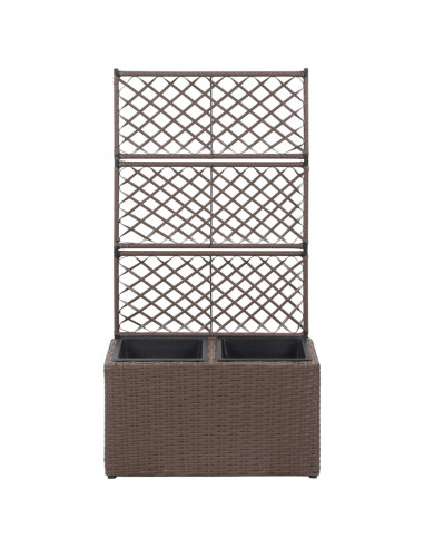 Letto Rialzato Traliccio 2 Vasi 58x30x107 cm Polyrattan Marrone