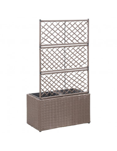 Letto Rialzato Traliccio 2 Vasi 58x30x107 cm Polyrattan Marrone
