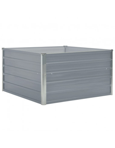 Letto di Coltura Rialzato 100x100x45 cm Acciaio Zincato Grigio