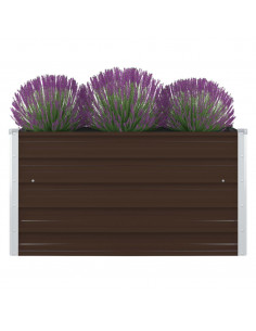 Letto Coltura Rialzato 100x100x45cm in Acciaio Zincato Marrone 2