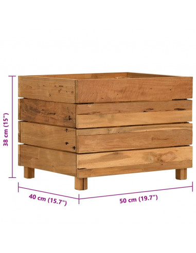 Letto Rialzato 50x40x38 cm Legno di Teak di Recupero e Acciaio