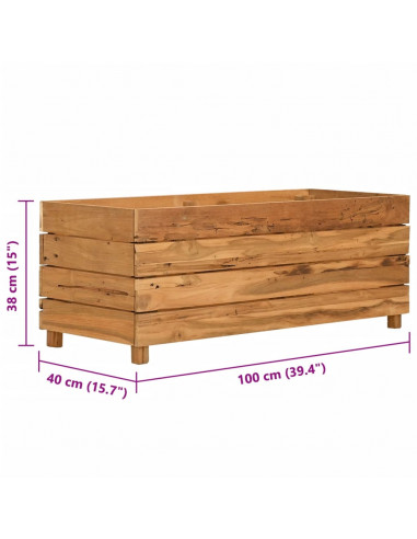 Letto Rialzato 100x40x38 cm Legno di Teak di Recupero e Acciaio