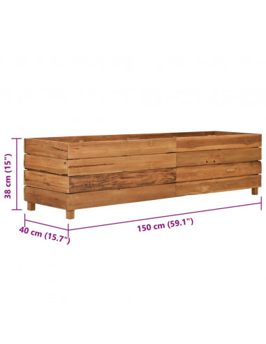 Letto Rialzato 150x40x38 cm Legno di Teak di Recupero e Acciaio