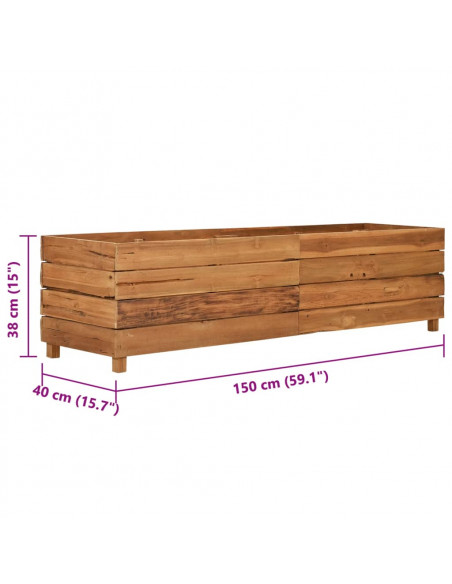 Letto Rialzato 150x40x38 cm Legno di Teak di Recupero e Acciaio