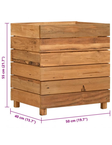 Letto Rialzato 50x40x55 cm Legno di Teak di Recupero e Acciaio