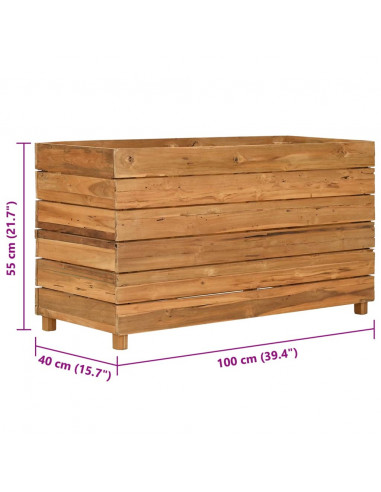 Letto Rialzato 100x40x55 cm Legno di Teak di Recupero e Acciaio