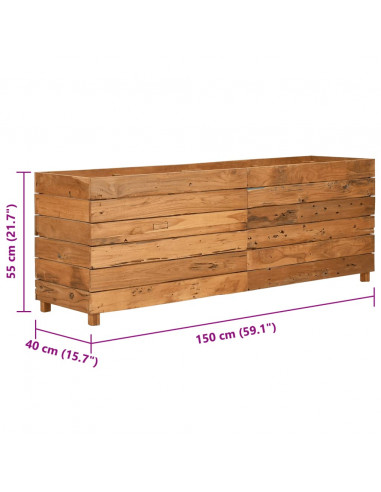 Letto Rialzato 150x40x55 cm Legno di Teak di Recupero e Acciaio