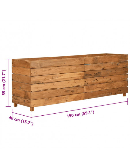 Letto Rialzato 150x40x55 cm Legno di Teak di Recupero e Acciaio