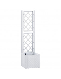 Letto Rialzato da Giardino con Graticcio e Irrigazione Bianco 2