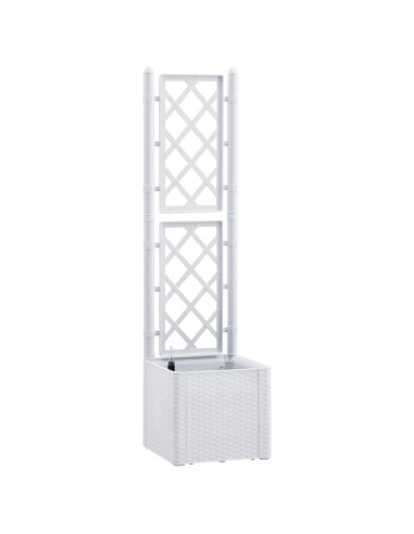 Letto Rialzato da Giardino con Graticcio e Irrigazione Bianco