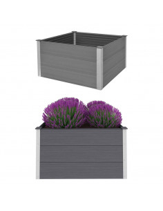 Letto Rialzato da Giardino in WPC 100x100x54 cm Grigio 2