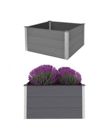 Letto Rialzato da Giardino in WPC 100x100x54 cm Grigio