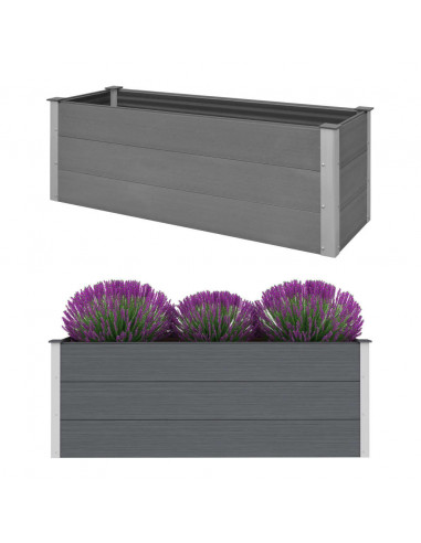 Letto Rialzato da Giardino in WPC 150x50x54 cm Grigio