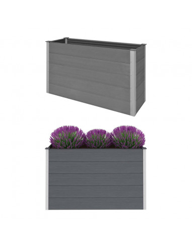 Letto Rialzato da Giardino in WPC 150x50x91 cm Grigio