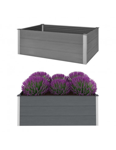 Letto Rialzato da Giardino in WPC 150x100x54 cm Grigio