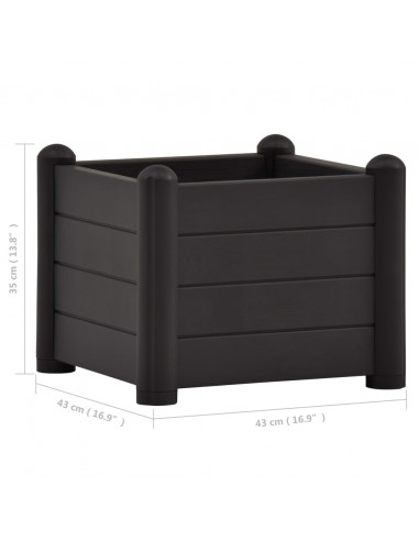 Letto Rialzato da Giardino in PP Antracite 43x43x35 cm