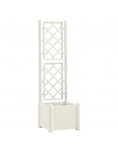 Fioriera da Giardino con Graticcio 43x43x142 cm PP Bianco 2