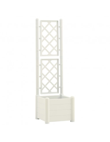 Fioriera da Giardino con Graticcio 43x43x142 cm PP Bianco