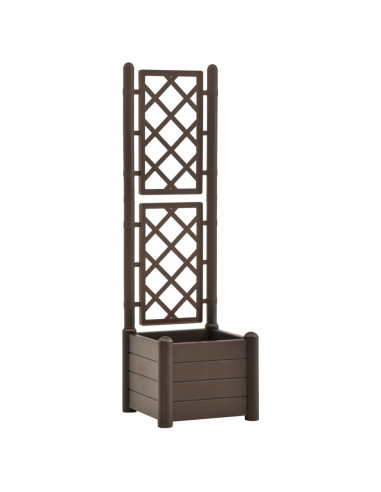 Fioriera da Giardino con Graticcio 43x43x142 cm PP Mocca