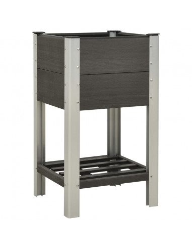 Fioriera Rialzata da Giardino con Ripiano 50x50x90cm WPC Grigio