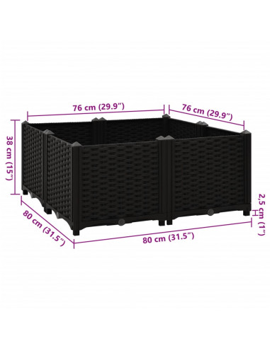 Fioriera Rialzata 80x80x38 cm in Polipropilene